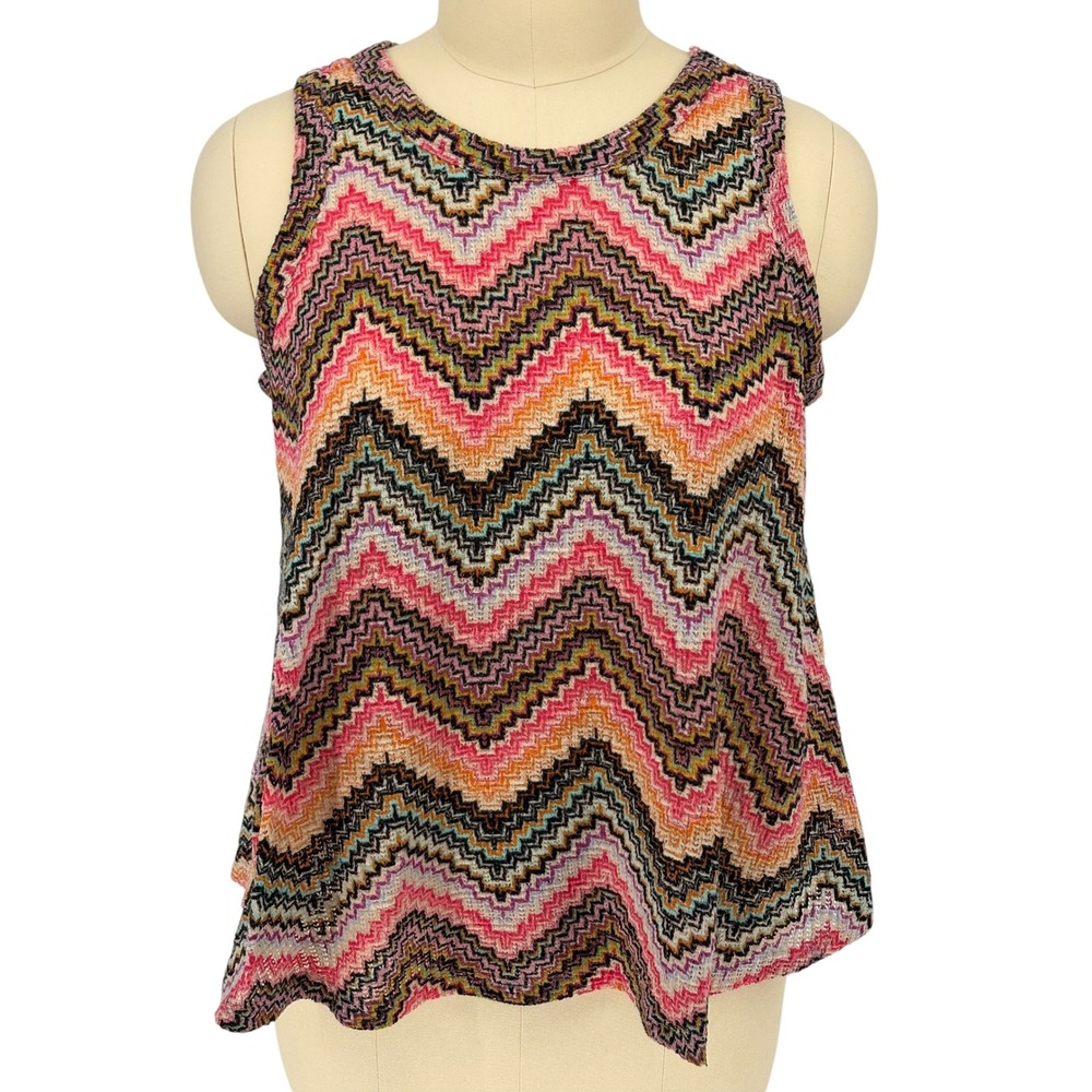 Cato Woman Sleeveless Knit Top Pink Orange Chevron Zigzag 22/24W